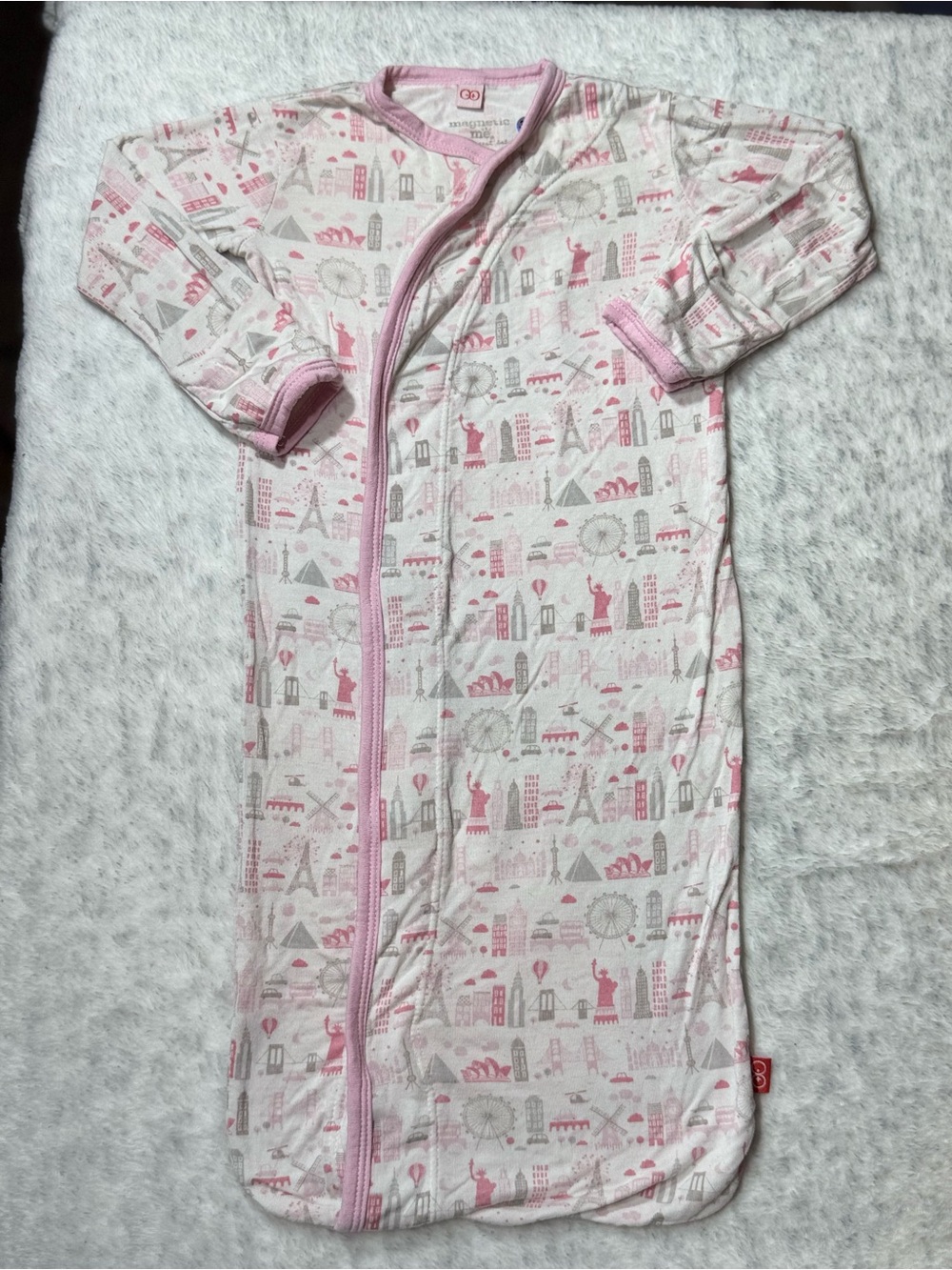 Magnetic Me Around the World Gown Newborn Baby Girl Modal Pink Travel Landmark